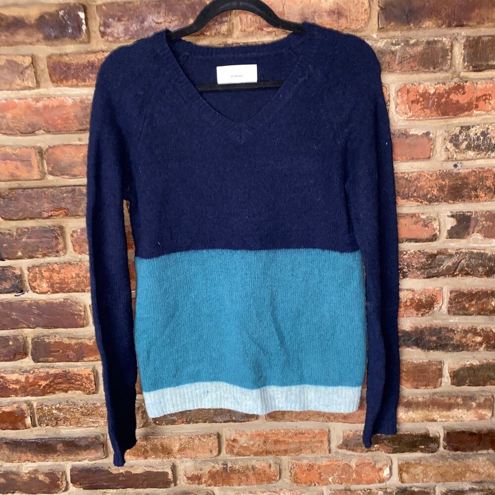 Birds of Paradis by Trovata Blue Color Block Wool Sweater Women's Size Small